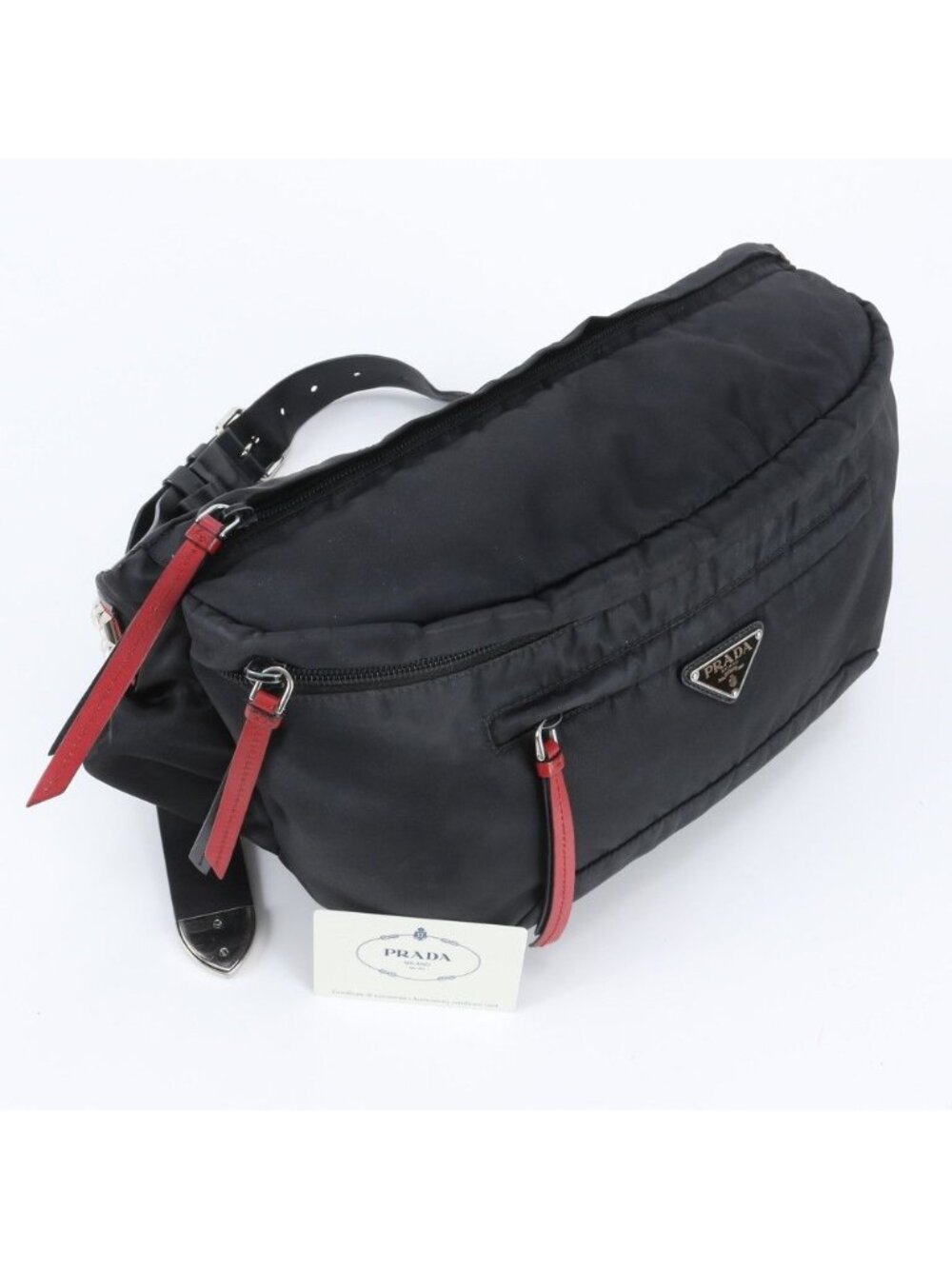 Prada Tessuto Nylon Triangle Logo Belt Bag